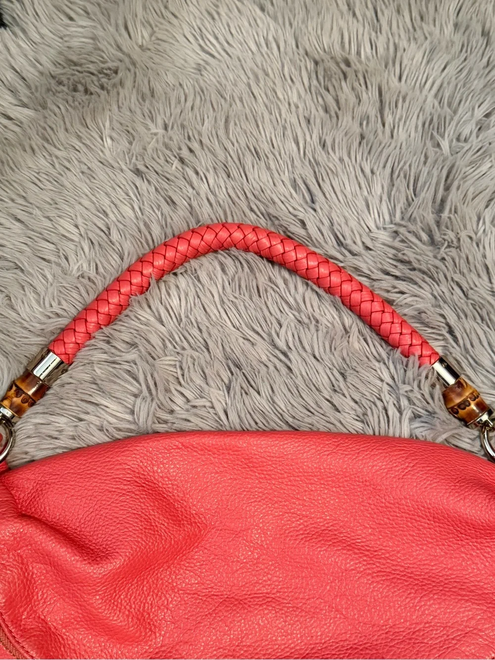 Elaine Turner Coral Leather Tassel Hobo